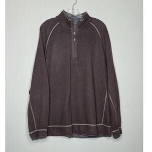 Tommy Bahama brown 1/4 zip long sleeve pullover - xl